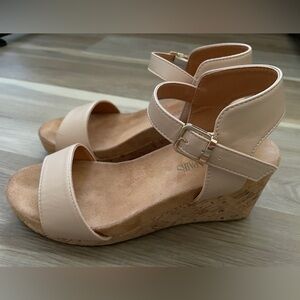 Dream Pairs Cream Wedge Sandals with Cork Heel